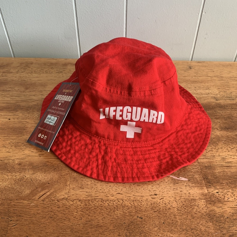 LIFEGUARD Unisex Bucket Hat Red - New Built In Summer Officially Licensed